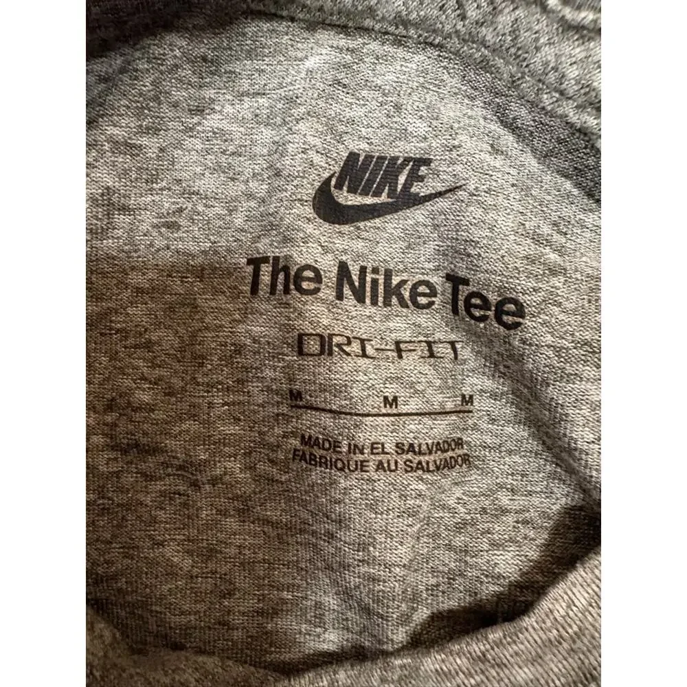 Nike Dri-Fit Short Sleeve T-Shirt Kids Medium Gray Heathered Athletic Swoosh